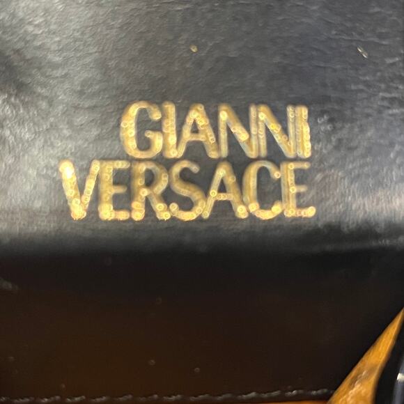 VERSACE Gianni Black Patent Leather Chain Crossbody Bag - Picture 7 of 9
